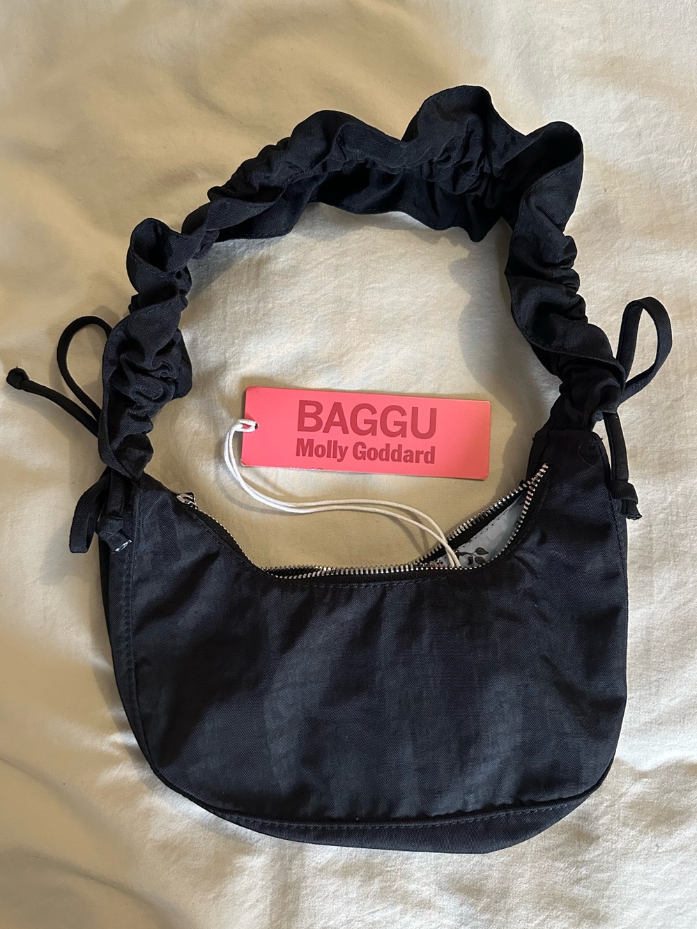 NWT BAGGU x Molly Goddard Mini Ruffle Crescent Bag - Black